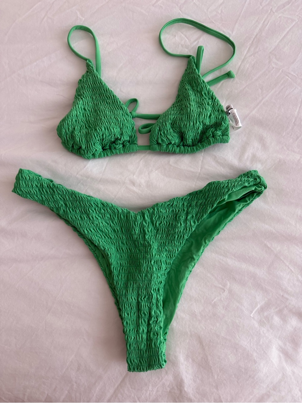 WeWoreWhat Green Smocked Bikini Set